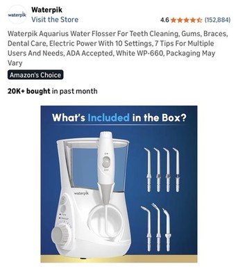 Waterpik Aquarius Water Floss For Teeth Cleaning Dental Care And Gums And Braces