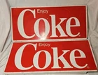 Vintage Coca-Cola Metal Signs “Enjoy Coke” Red & White 22"x10" Advertising