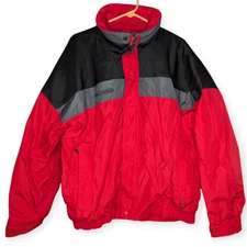 Columbia Men's Jacket Red & Black Windbreaker Size Large Embroidered Bugaboo