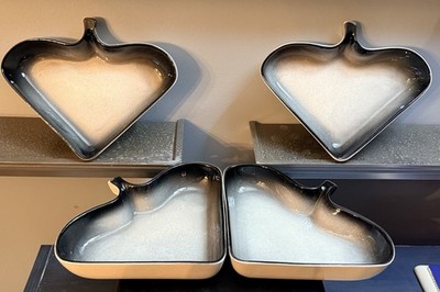 Vtg Set Of 4 Valley Vista 92 California USA Leaf Relish Dish - Gray - EUC