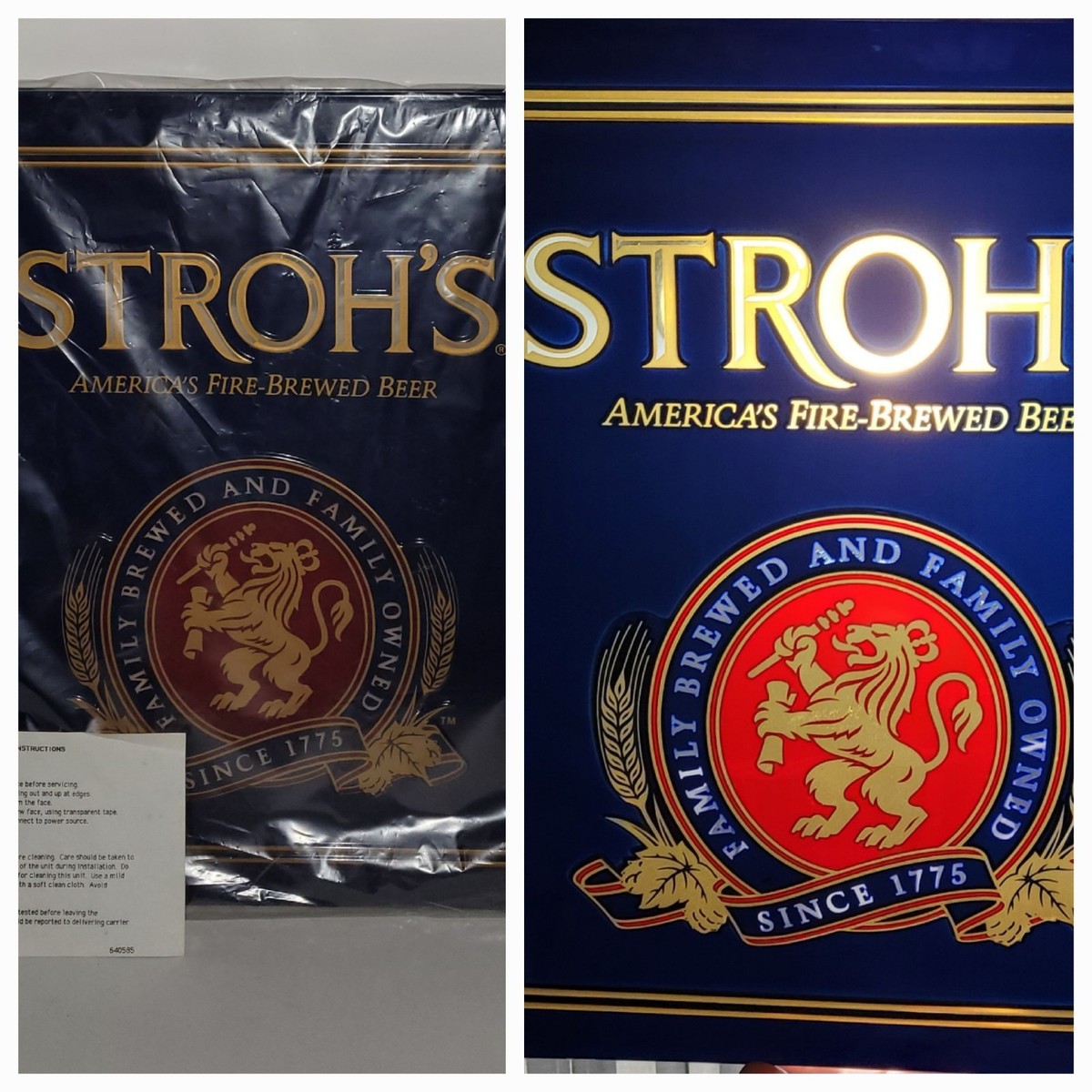 STROH'S プレミアムビール看板 約40cm x 30cm Stroh's Beer Replacement Plastic Sign Face for Light Up Bar