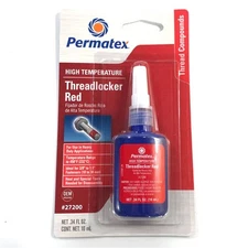 Permatex Thread Locker 27200; Red High Temp/Strength, 0.34oz Squeeze Bottle