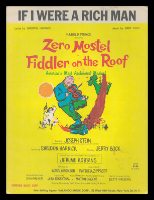 #ad FIDDLER ON THE ROOF 1964 If I Were A Rich Man ZERO MOSTEL Vintage Sheet Music $7.99