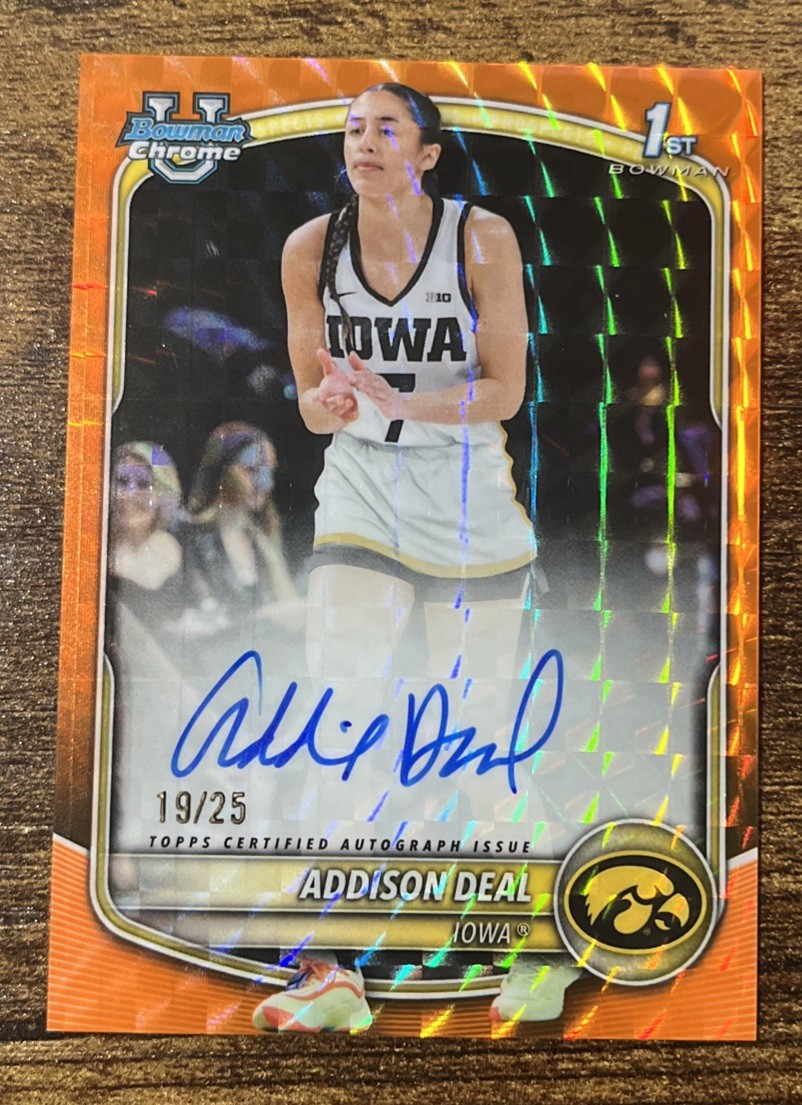 2025-26 Bowman Addison Deal Chrome Auto Orange Geometric Refractor 1st #/25