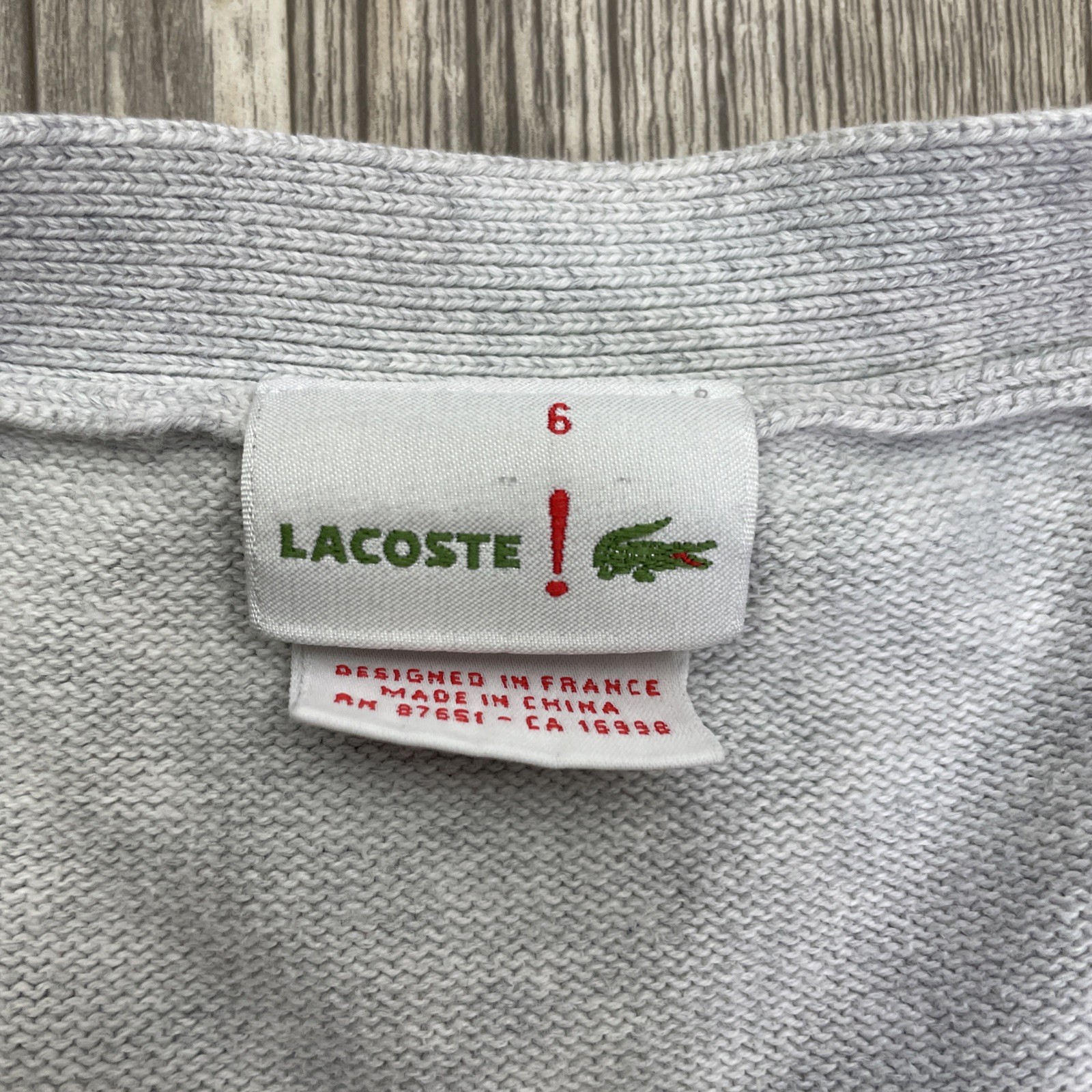 Lacoste Cotton Cardigan Knit Sweater Mens Gray Size 6 Mens XL Button Up thumbnail 2