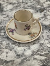 Mini Teacup  Saucer Set, Child's Toy, Dollhouse, Accessories, Porcelain, Vintag