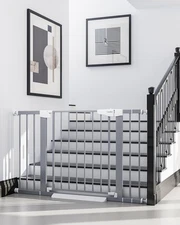 Cumbor 29.7-46" Award-Winning Baby Dog Safety Gate for Stairs/Doorway/Hall GRAY