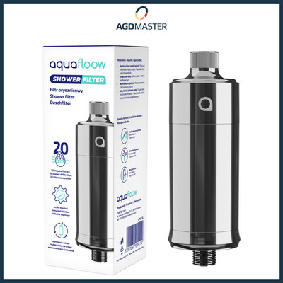 Duschfilter für hartes Wasser AquaFloow Shower Filter silber 20 Filterstufen