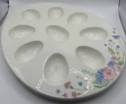 Flowered, Easter  11" X 9" Deviled Egg Dish / Plate Pastel Floral Pattern