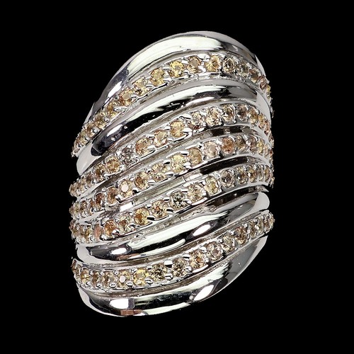 925 Anillo Plata de Ley Zafiro Diamante Redondo Corte Gema Natural Talla 8 - Imagen 2 de 14