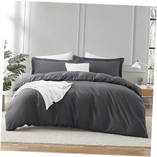 Dark Grey Duvet Cover Queen Queen 90" x 90" 09 - Dark Grey No Comforter