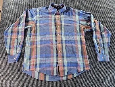 GANT Foxhunt Plaid Button Down Shirt Mens Large Blue Green Pink Vintage RN16157