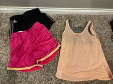 Adidas Nike Ideology Girls L 3pc Activewear Set Shorts  Gray Tank Top