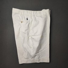 Polo Ralph Lauren Shorts Mens 34 White Chino Flat Front Navy Pony Logo Classic