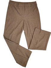 Size 12 RAFAELLA Brown Tab Pin Strip Dress Pants Straight Leg High Rise