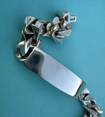 Tiffany & Co. Heavy Chain Curb Link ID Sterling Silver Bracelet | eBay
