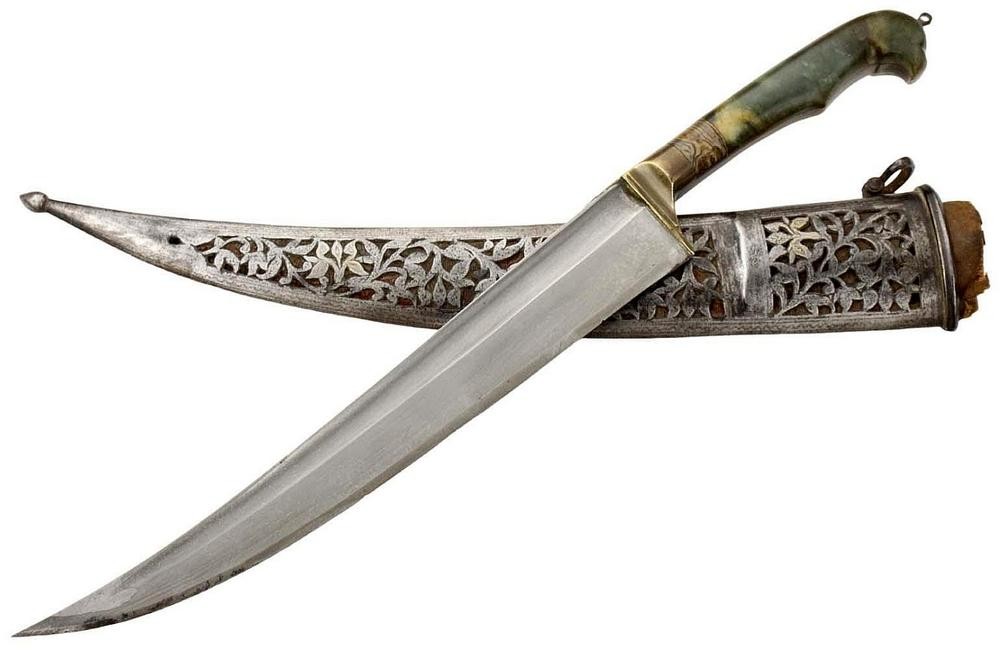 ANTIQUE ISLAMIC MUGHAL MOGUL INDIAN WOOTZ DAMASCUS DAGGER WITH