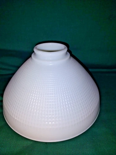 Vtg 10" White Milk Glass WAFFLE Torchiere Lamp Light Shade 2 7/8 Fitter -3 avail