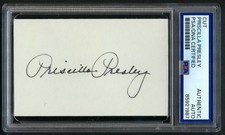 Priscilla Presley signed autograph 2.5x3.5 Cut Wife of Elvis Presley PSA Slab