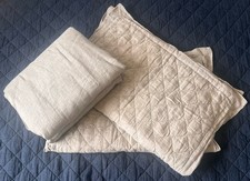 POTTERY BARN FULL QUEEN DUVET 2 STANDARD PILLOW SHAMS GRAY FLAX LINEN 3PC SET