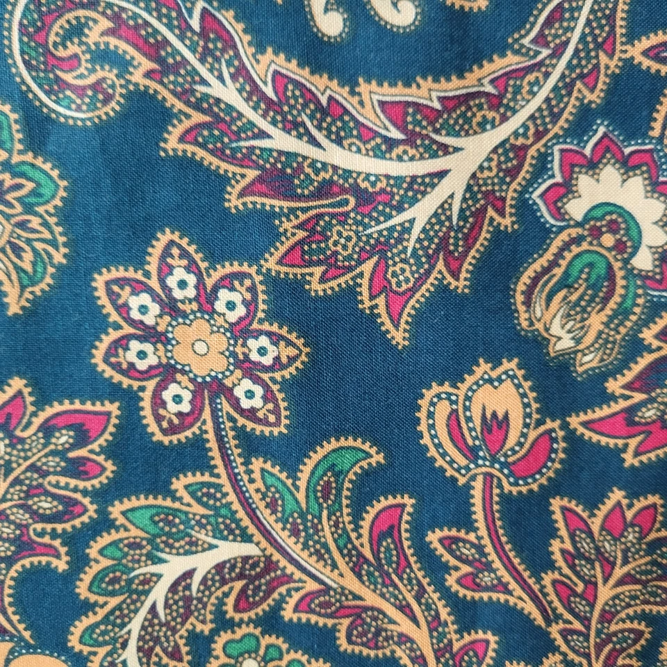 Antigo Tecido Sharon Kessler Concord Abstrato Floral 110x44 Verde Borgonha Amarelo  - Imagem 4 de 4