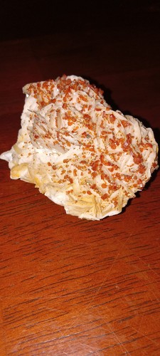 Barite mineral specimen with reddish Vanadinite crystal inclusions