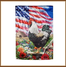 EVERGREEN GARDEN FLAG * MORNING IN AMERICA * SHIMMERING LUSTRE LINEN - BRAND NEW
