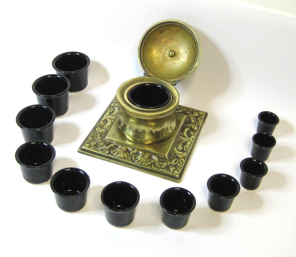 Rare BLACK ceramic Inkwell insert Porcelain ink pot, inkwell liner 11 sizes,
