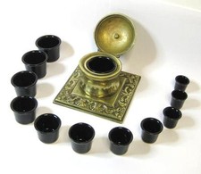 Rare BLACK ceramic Inkwell insert Porcelain ink pot, inkwell liner 11 sizes,
