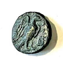 Ancient Greek Coin Caria Halicarnassus AE 300-200 BC. Apollo and Eagle
