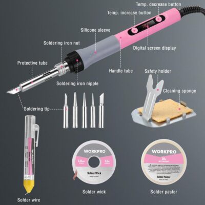 WORKPRO Soldering Iron Welding Kit 90W Soldering Gun Digital Display w/Iron Tips