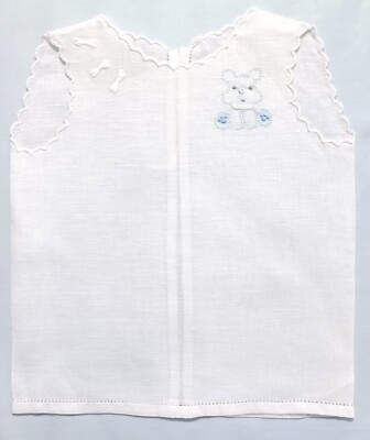 Hemd/Bluse des Glücks Handstickerei reines Leinen - Stickerei in Rosa oder Blau