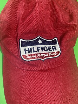 HAT 90s Style Tommy Hilfiger Adjustable Dad Cap Vintage 90s Tommy Hilfiger Red Big Letter Spell Out Hat  main image 4