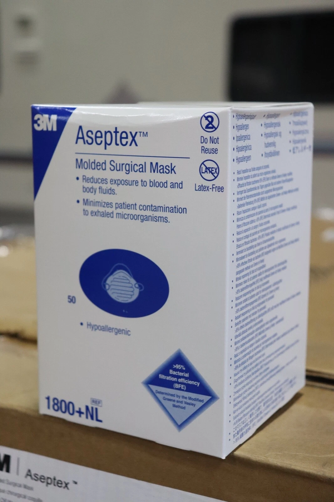 CASE 3M ASEPTEX 1800+N7 600 MASKS TOTAL