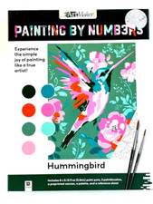 Craft Kit ArtMaker Paint by Number HUMMINGBIRD with Paint Canvas Brushes