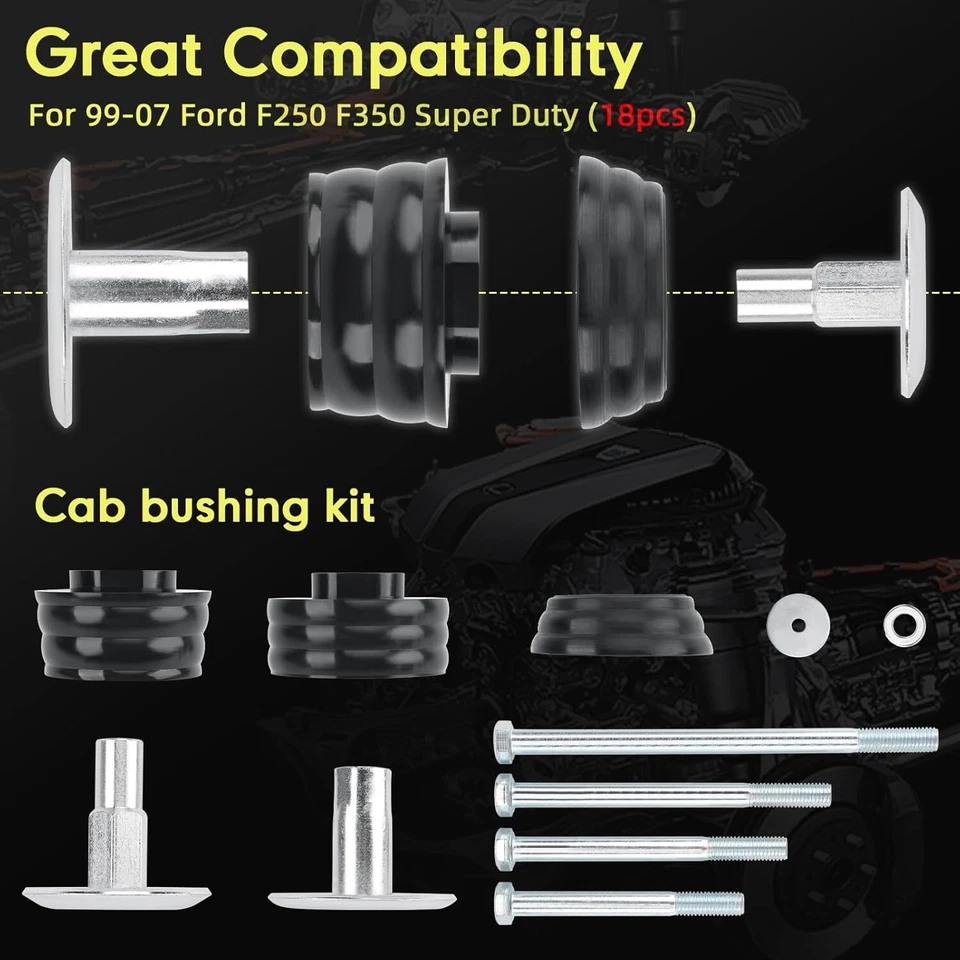 KF04058BK Body Cab Mount Bushings Kit for 1999-2007 Ford F250 F350 Super Duty - Image 3 of 4