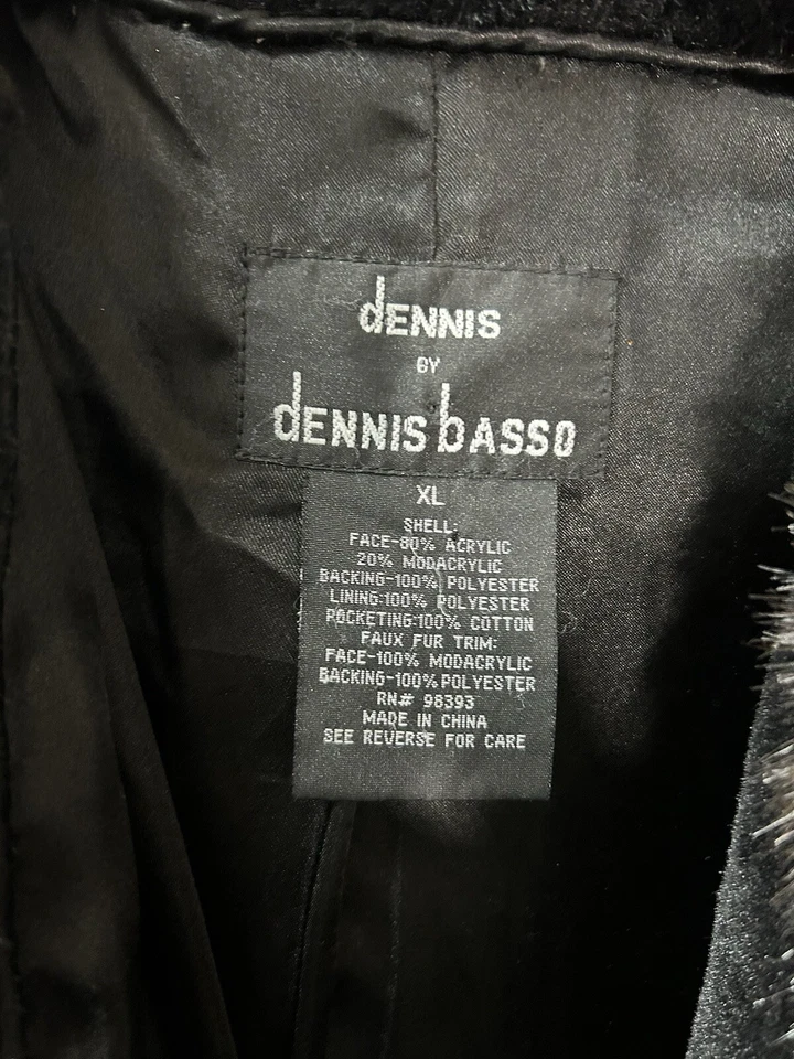 DENNIS BASSO искусственного меха черный и коричневый с капюшоном пальто большого размера куртка карманы размер XL - Изображение 2 из 4