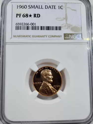 1960 Small Date 1 Cent Lincoln Memorial NGC PF 68 Star! RD