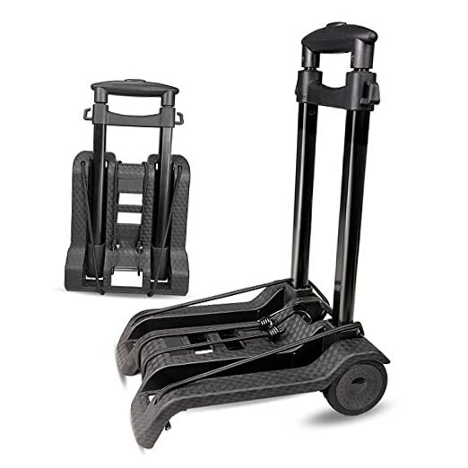  Folding Luggage Cart with 2 Elastic Ropes, 77 77lbs light duty with 2 wheels