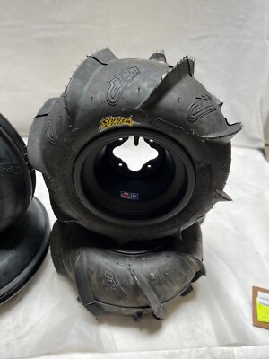 ITP SAND STAR PADDLE TIRES DWT A5 BLACK RIMS FRONT REAR RAPTOR YFZ