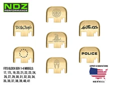 NDZ Glock 17 19 Gen 1-4 Slide Cover Back Plate Brass - Engraved Patriotic Images