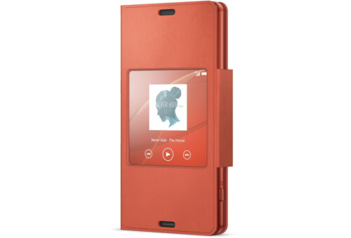 GENUINE SONY XPERIA Z3 COMPACT SCR26 STYLE COVER WINDOW VIEW CASE | ORANGE - Picture 2 of 3