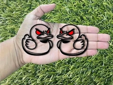 Angry Rubber Duck Badges Emblem Red Eyes Glossy Black Fender Aggressive