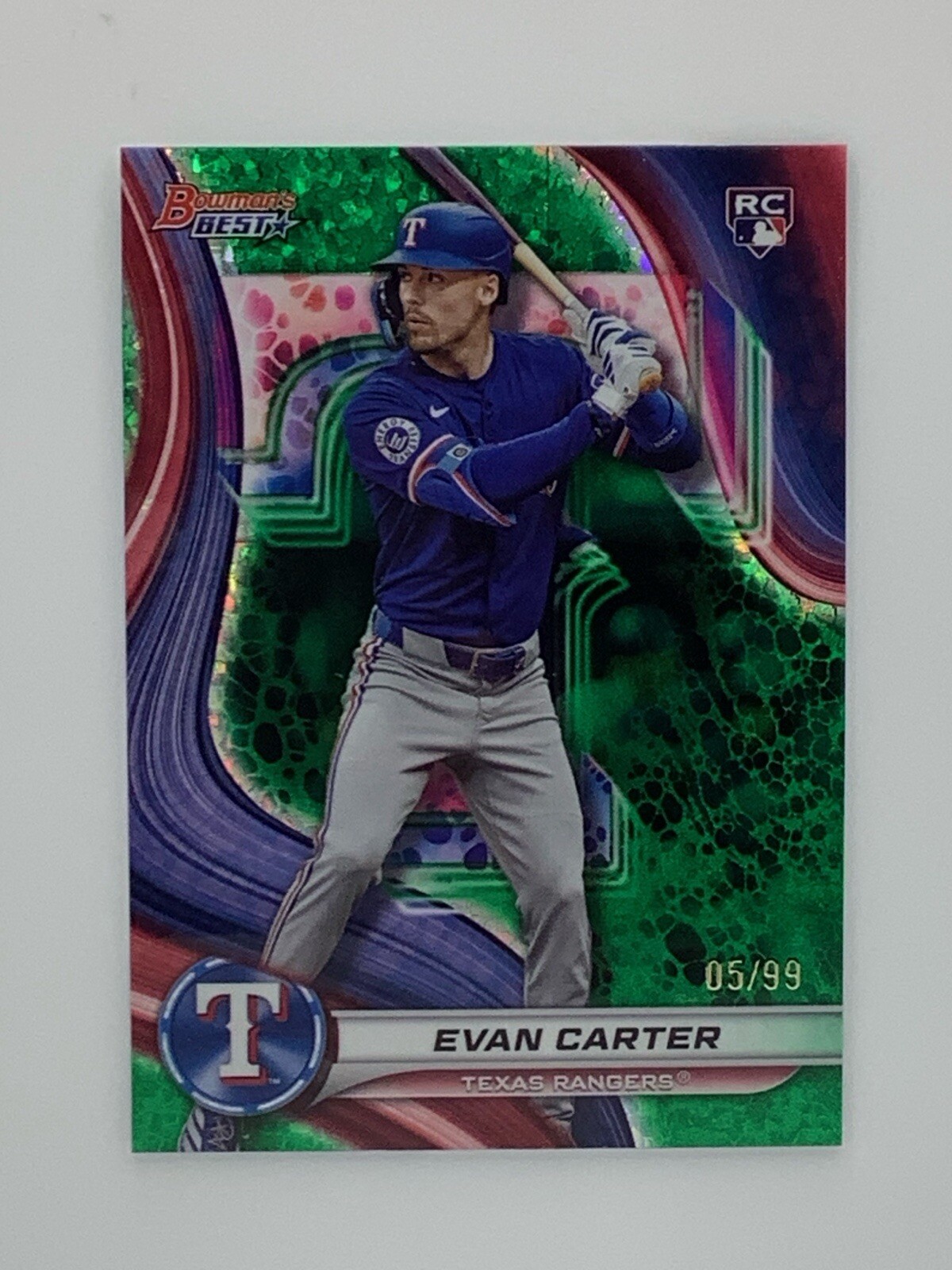 2024 Bowmans Best Evan Carter RC Green Refractor /99 Rangers