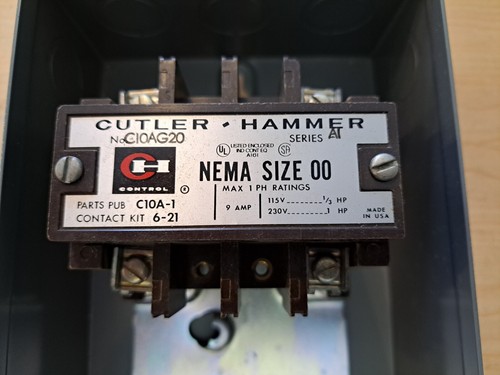 NEW CUTLER-HAMMER SIZE 00 2 POLE CONTACTOR - 480V COIL - NEMA 1 ENCLOSURE - Picture 2 of 10