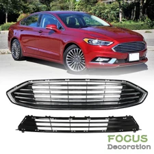 For Ford Fusion 2017-2018 Front Bumper Upper&Lower Grille Chrome Grill Assembly