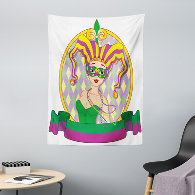 Karneval Mikrofaser Wandteppich Harlequin Lady Rahmen