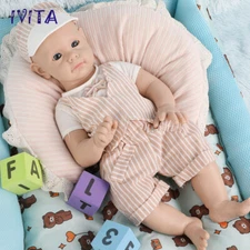 21inch Big Baby Blue Eyes Boy Doll Full Body Silicone Reborn Baby Doll Prematur