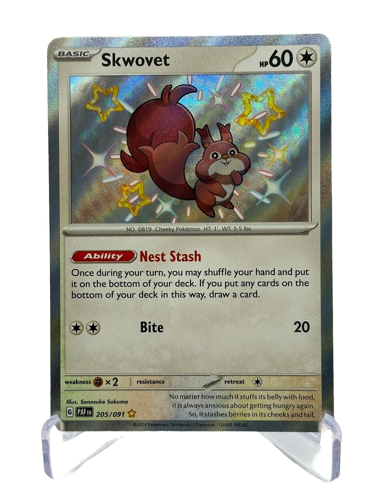 Skwovet 205/091 Pokémon TCG Paldean Fates Holo Shiny Rare