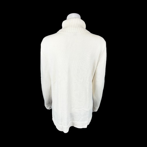 Isaac Mizrahi Women's Cable Sweater Pullover with Cut Out Solid Cream Small Size - Picture 2 of 2